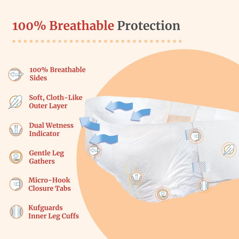 Tranquility Bariatric Disposable Briefs 4X-Large with AIR-Plus Fully Breathable Fabric for Skin Dryness & Integrity, Latex-Free, 34oz Capacity, 8ct Bag - Image 3